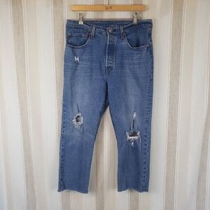 Levi's 501 Button Fly Denim Jeans Straight‎ Leg Size 32 (see measurements)